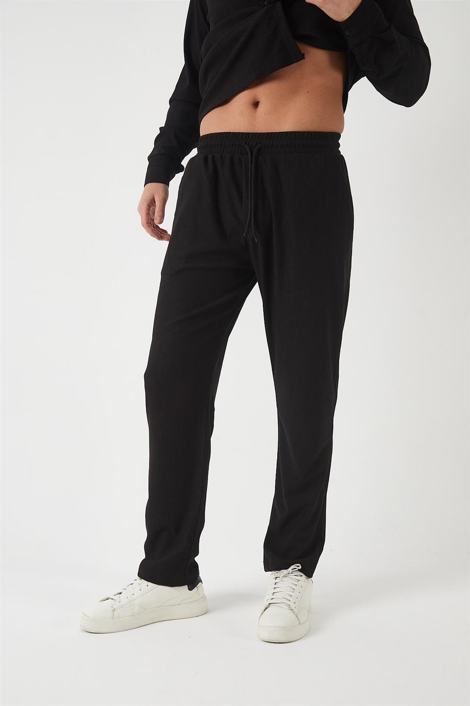 <tc>Pantalon Homme Jacquard à Effet Lavé avec Taille Élastique</tc>