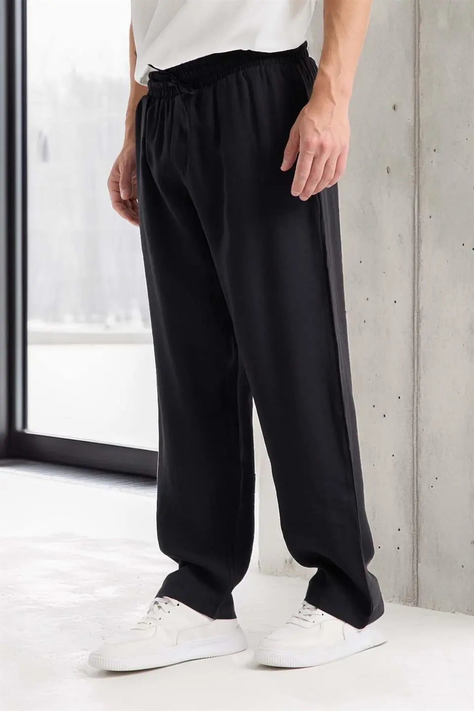 modal kumaş rahat kalip düz paça jogger erkek pantolon - Justyol