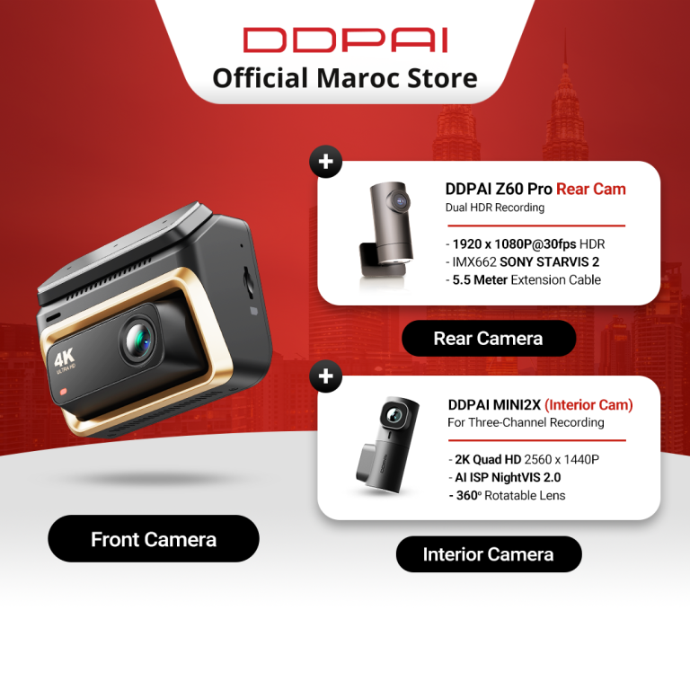 Dashcam 4K Triple Caméra avec Vision Nocturne