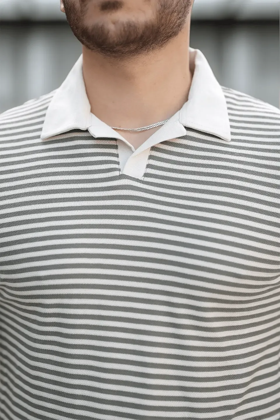 polo homme à rayures tricotées confortable - Justyol