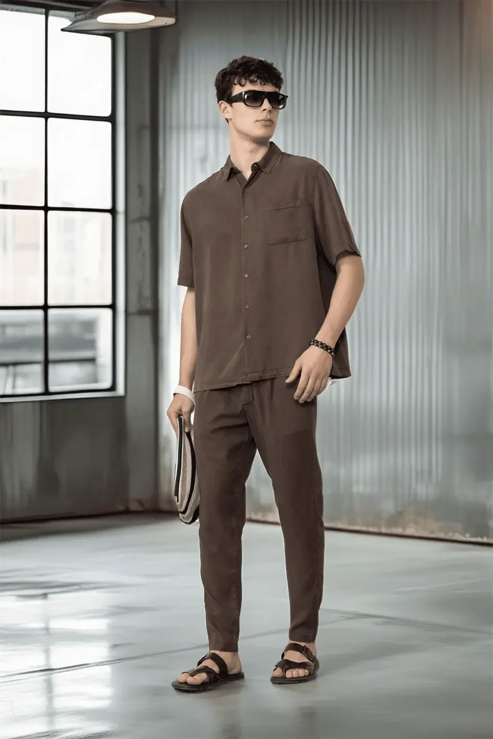 pantalon homme coton naturel cordon et zip - Justyol