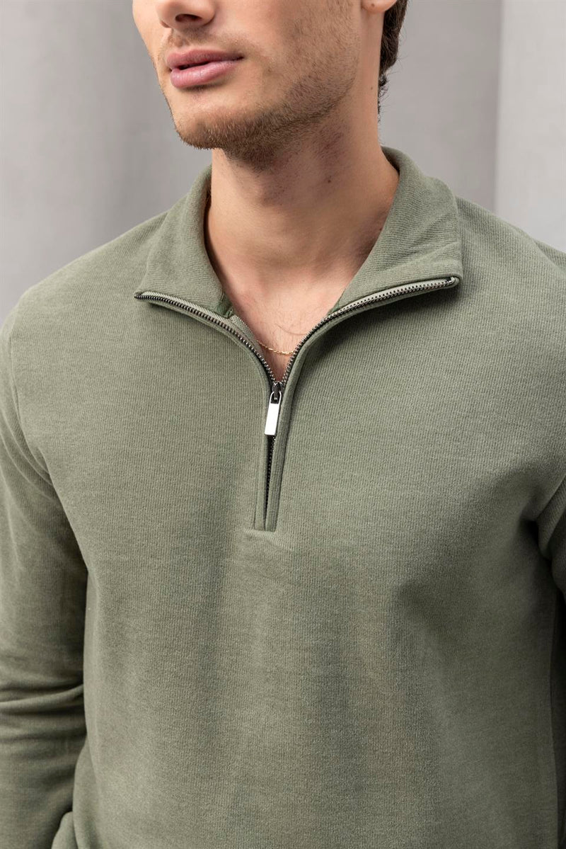 Sweat Homme Lars Col Zippé en Maille Selanik