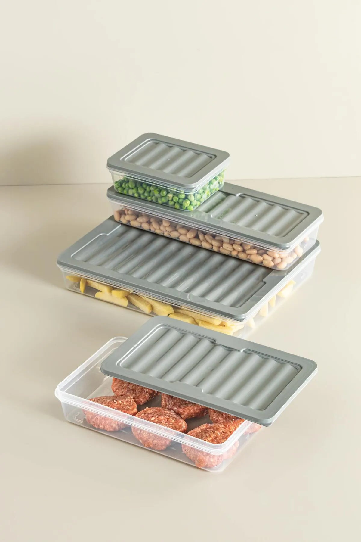 Set de 9 récipients Freshbox adaptés au micro - ondes et au congélateur - Gris - Justyol