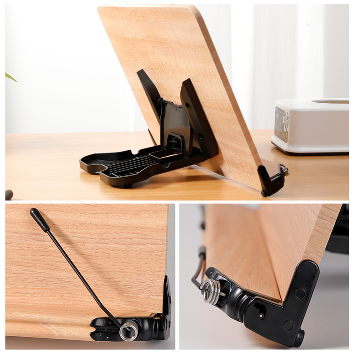 Support de Lecture Ergonomique en Bois (Taille M) - Pupitre de Bureau Pliable pour Livres, Tablettes et Recettes - KATEI STORY