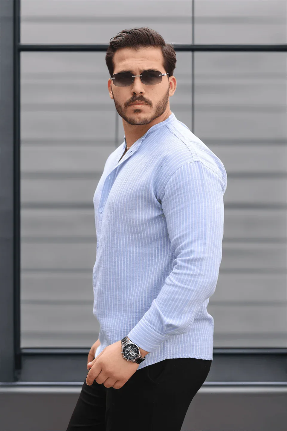 chemise homme mousseline coton rayée légère - Justyol