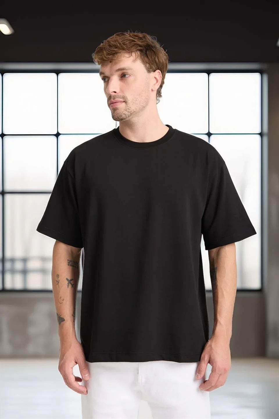 T-shirt homme oversize en coton col rond basique - Justyol