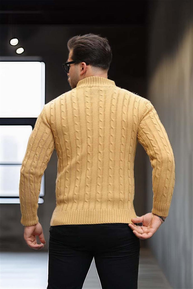 Pull Homme Bardem Maille Torsadée Demi-Zip