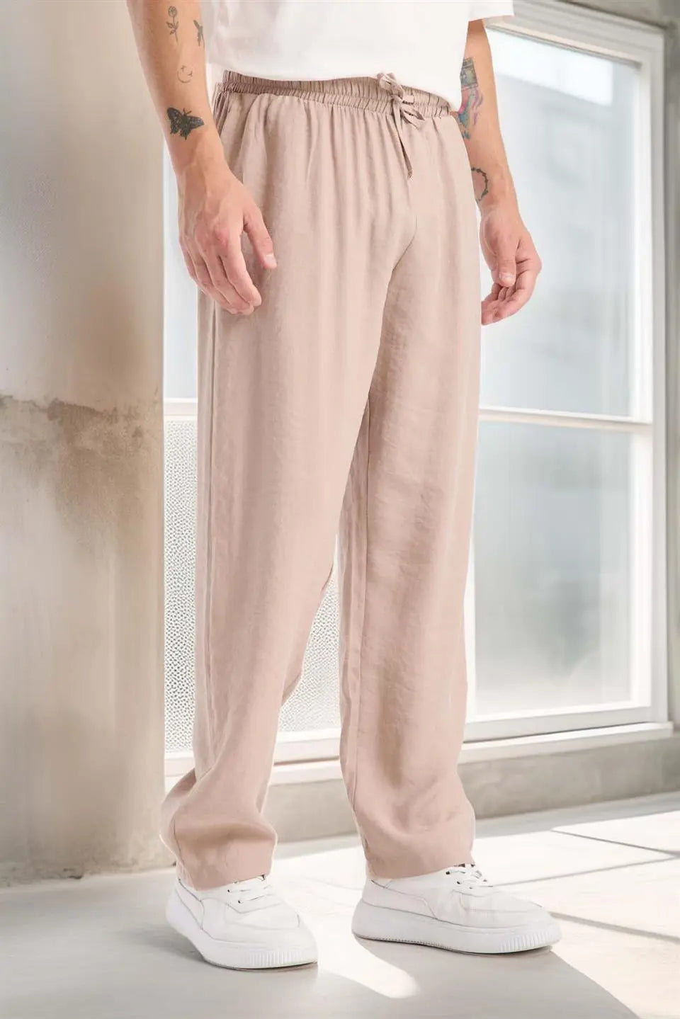 modal kumaş rahat kalip düz paça jogger erkek pantolon - Justyol