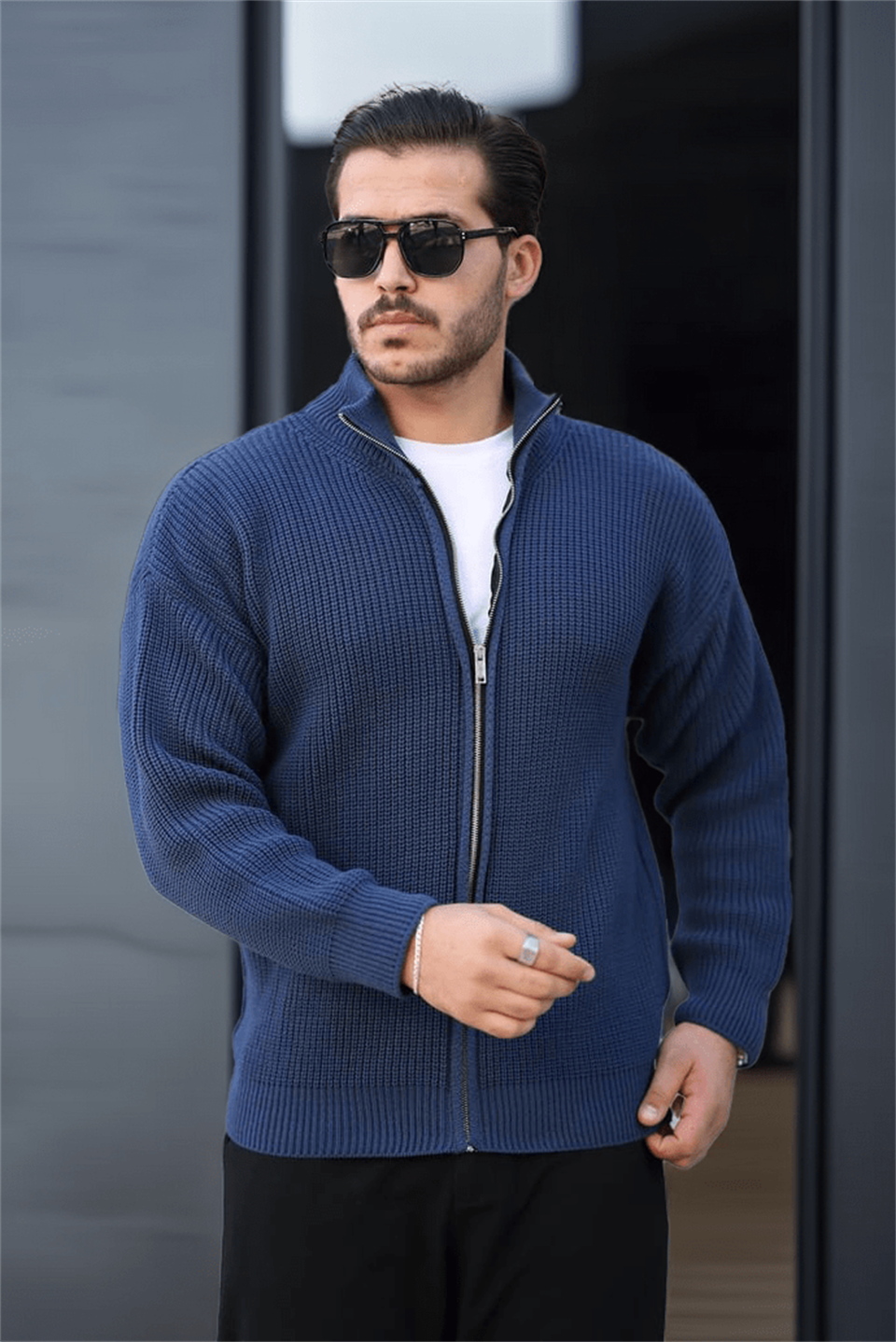 Gilet homme oversize zippé en maille Selanik