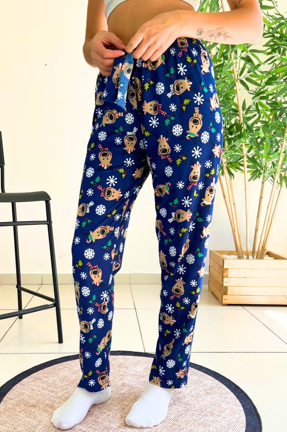 dreamy soft kadife dokulu ayicik desenli süet pijama alti pantolon