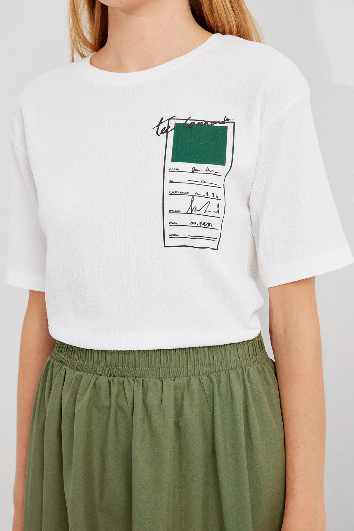 911 baskili örme basic tişört - Justyol