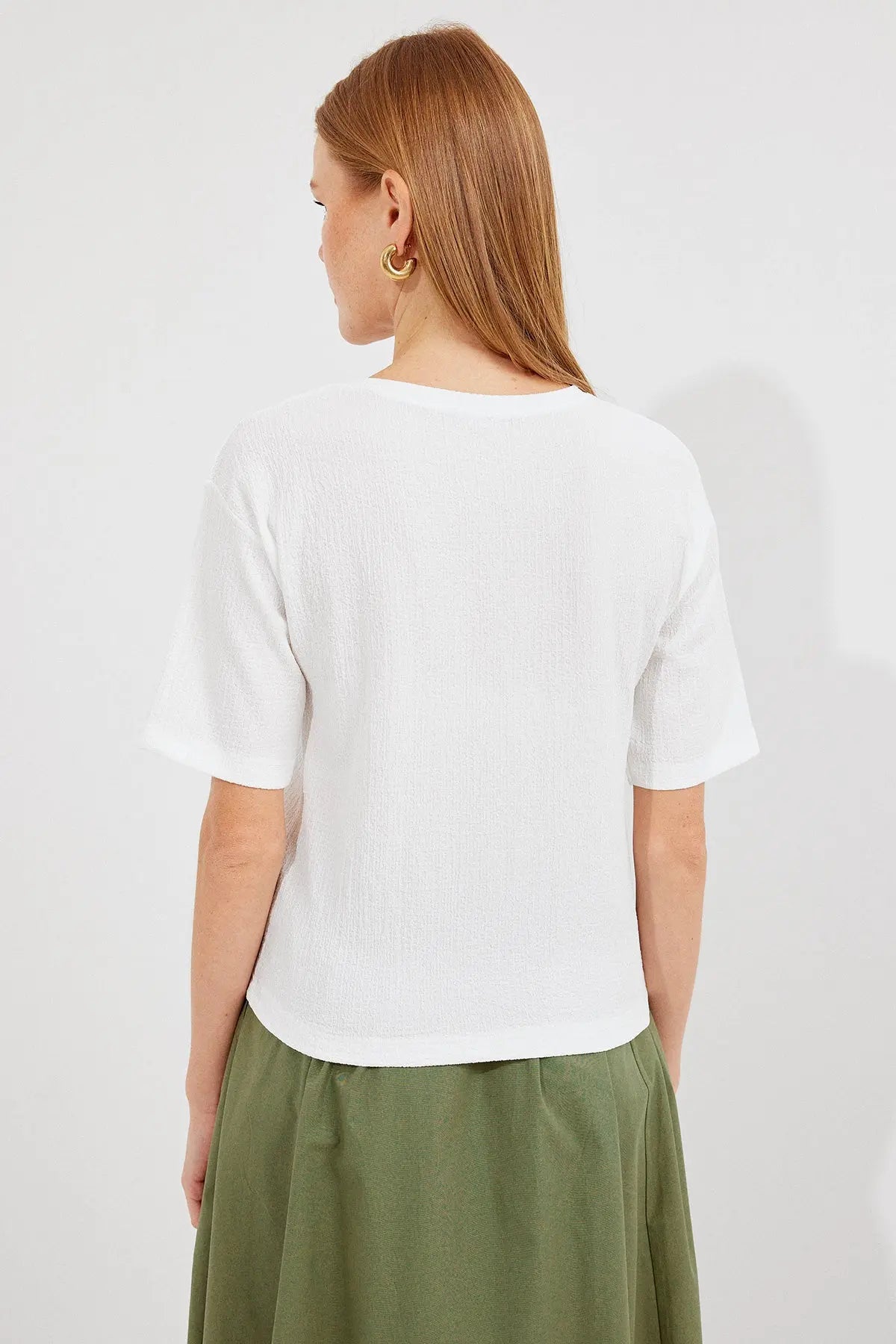 911 baskili örme basic tişört - Justyol