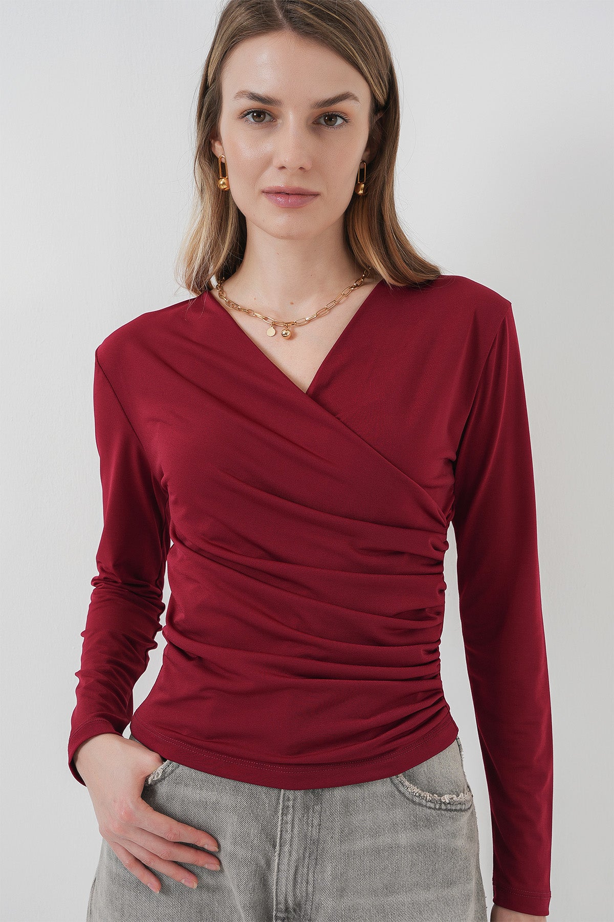 <tc>Blouse Sandy à col enveloppe 939 - Noir</tc>