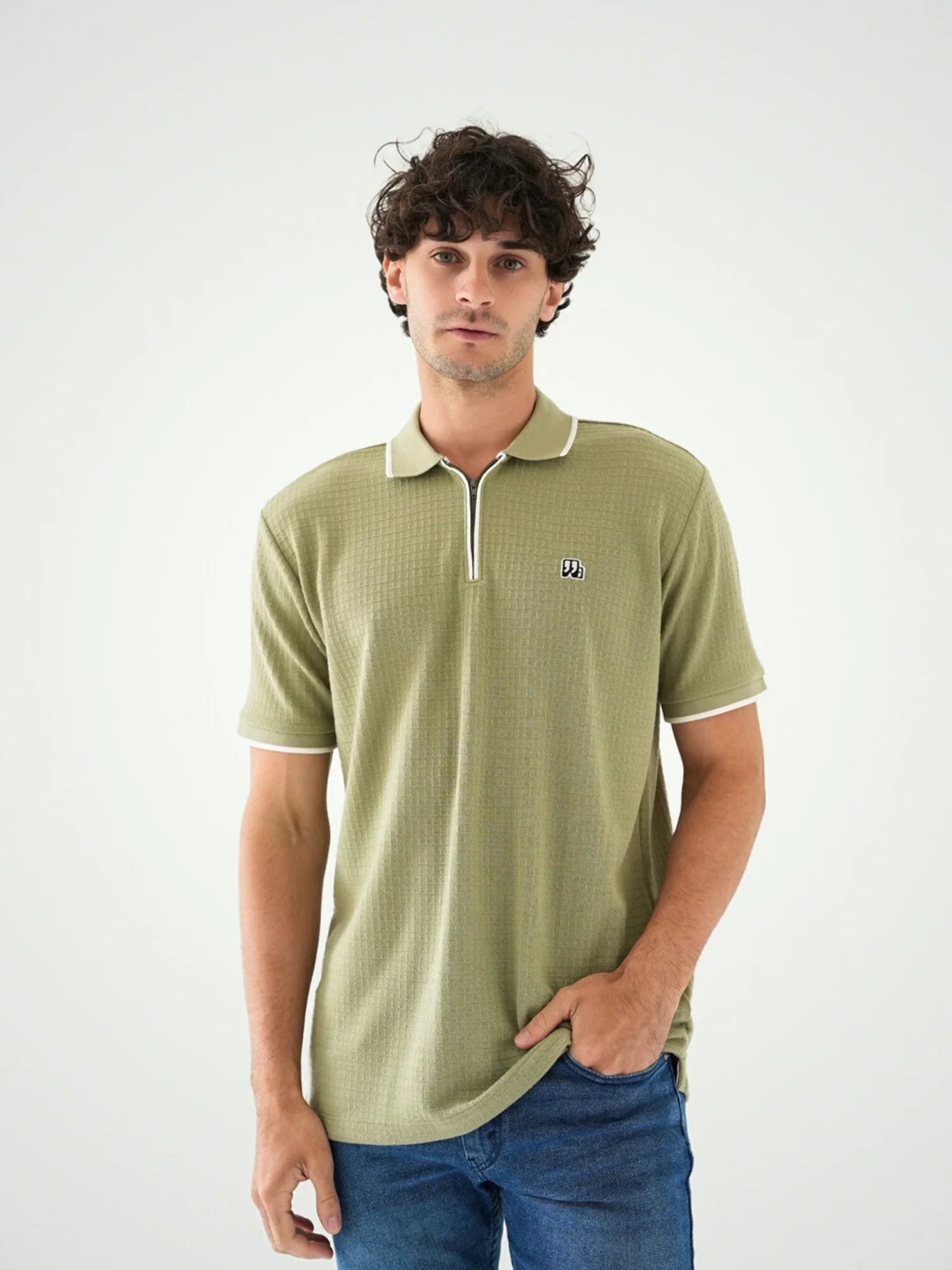 Polo pour homme vert – Design élégant avec col contrasté - POS24SBTR21802TM1