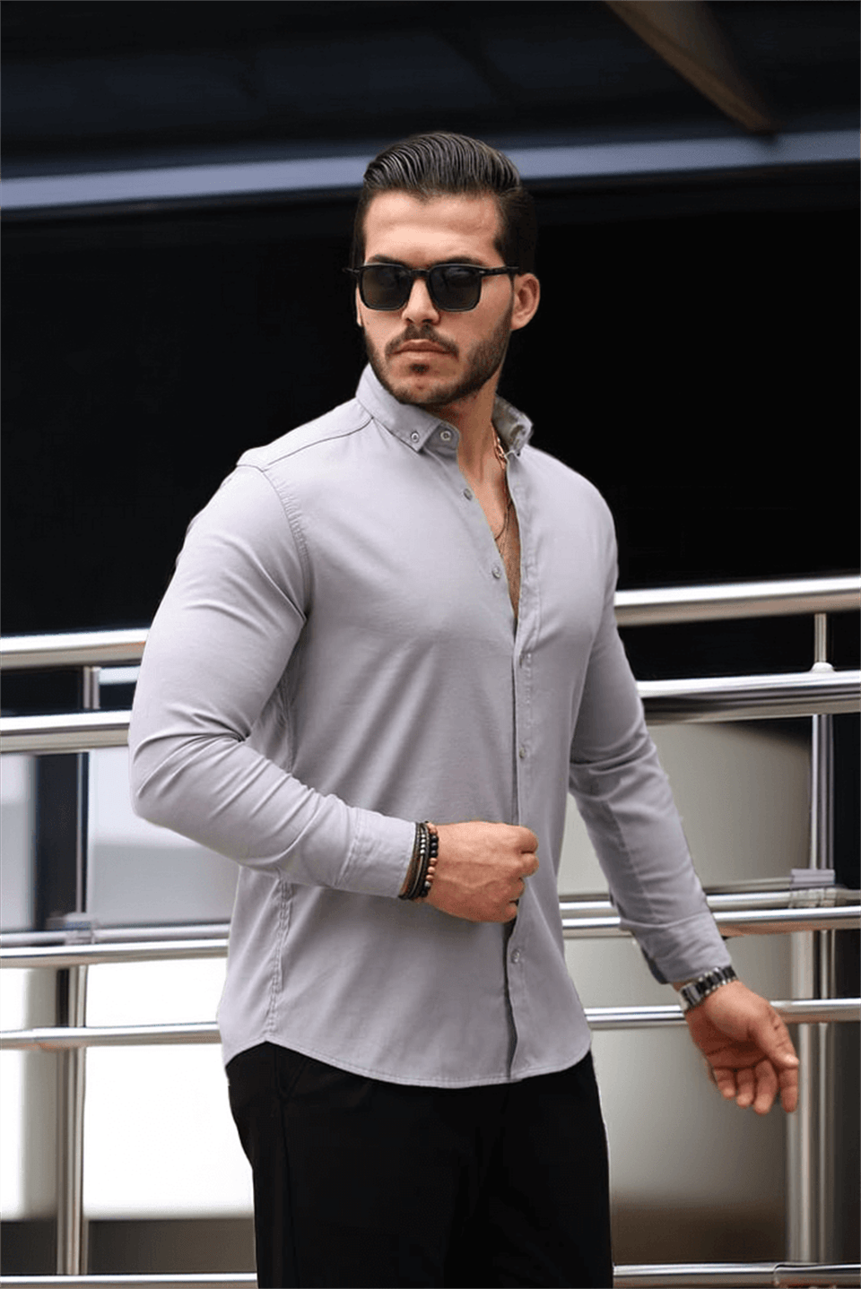 likrali regular fit nefes alabilir klasik erkek oxford gömlek - Justyol