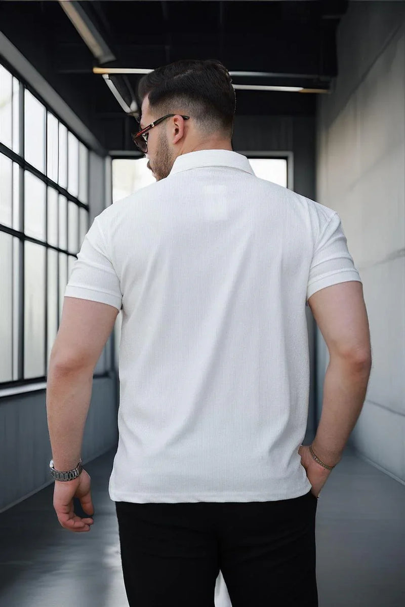 t‑shirt homme polo demi‑zip extensible