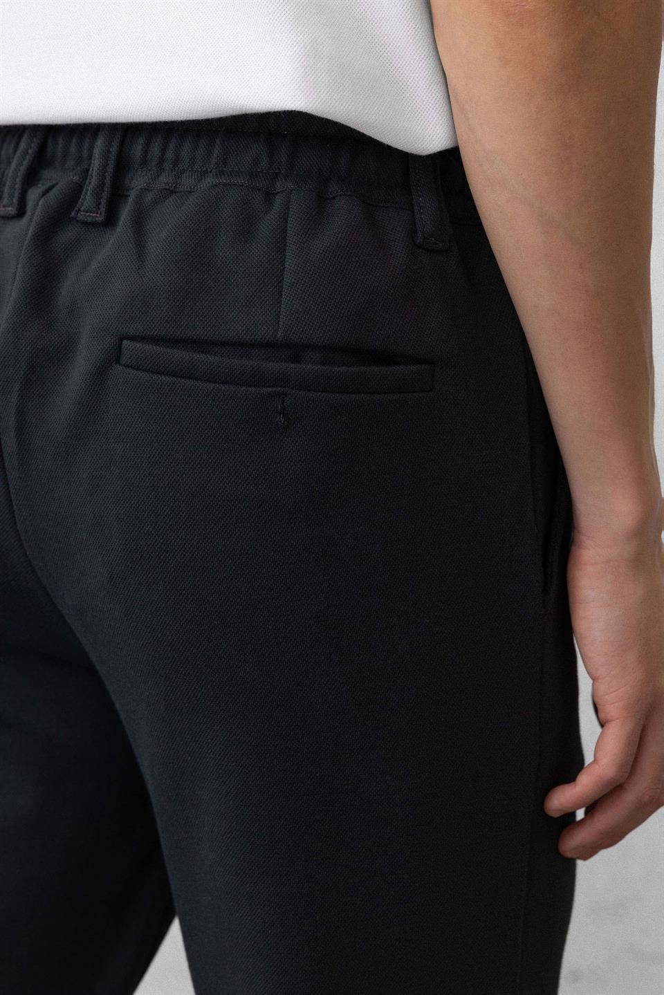 akira örme pike kumaş beli lastikli fermuarli erkek pantolon - Justyol