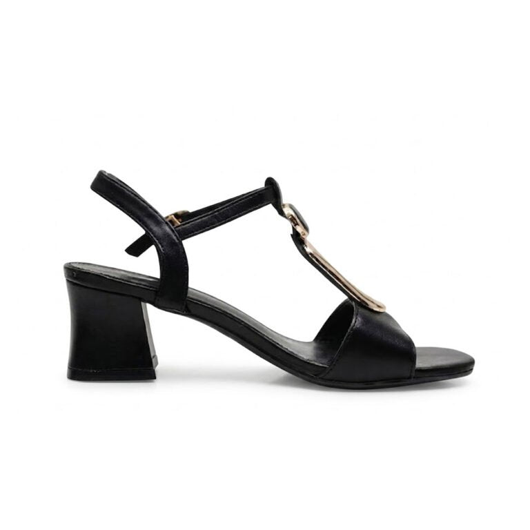 Sandales Femme à Talon Carré avec Maillon Doré Élégant