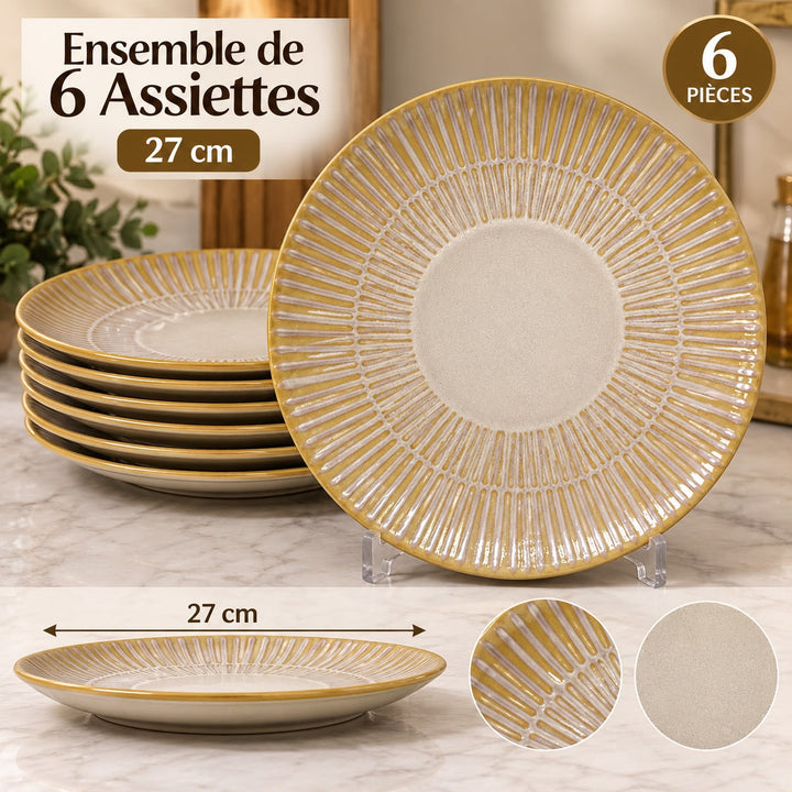 6 ASSIETTE EN PORCELAINE MESSA 27CM  DIFFERANT COULEUR