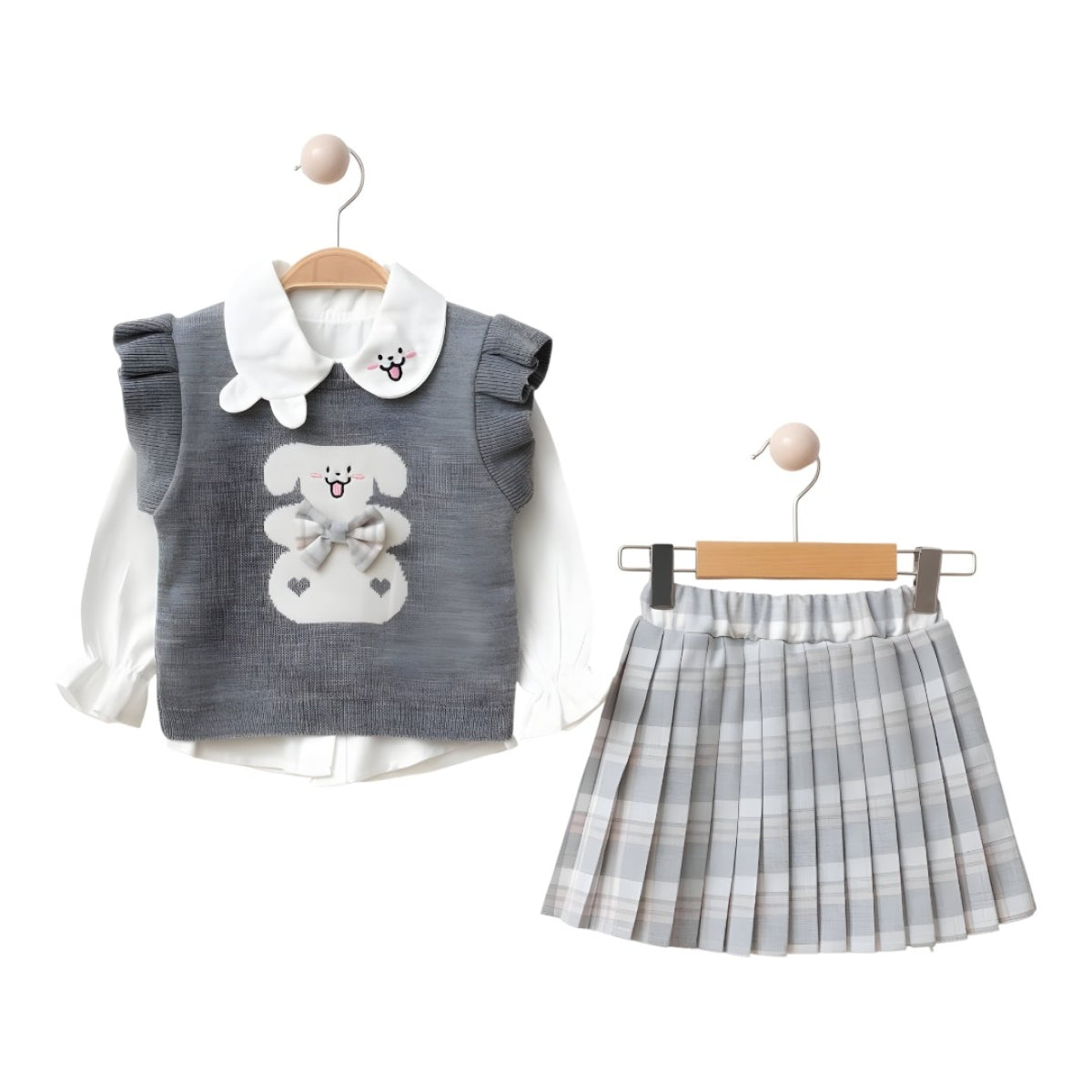 Ensemble tricoté avec broderie de nounours