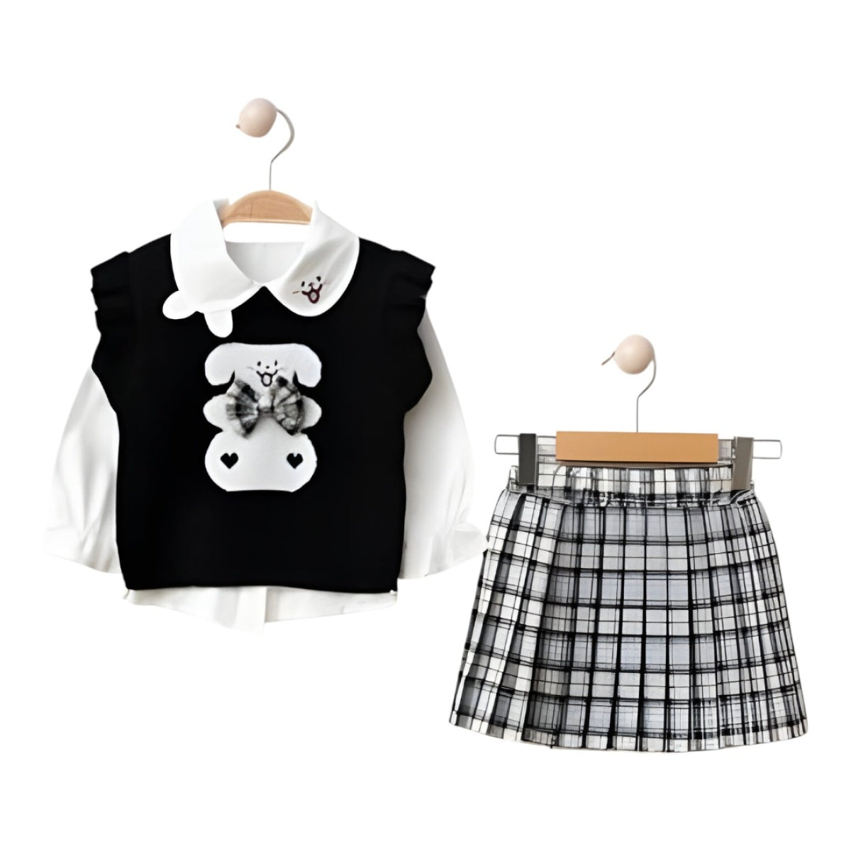 Ensemble tricoté avec broderie de nounours