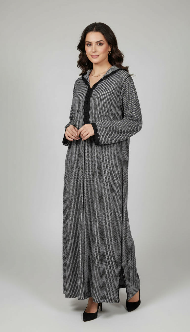 Djellaba en tissu Chanel noir et blanc