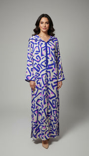 Djellaba imprimée en tissu crêpe