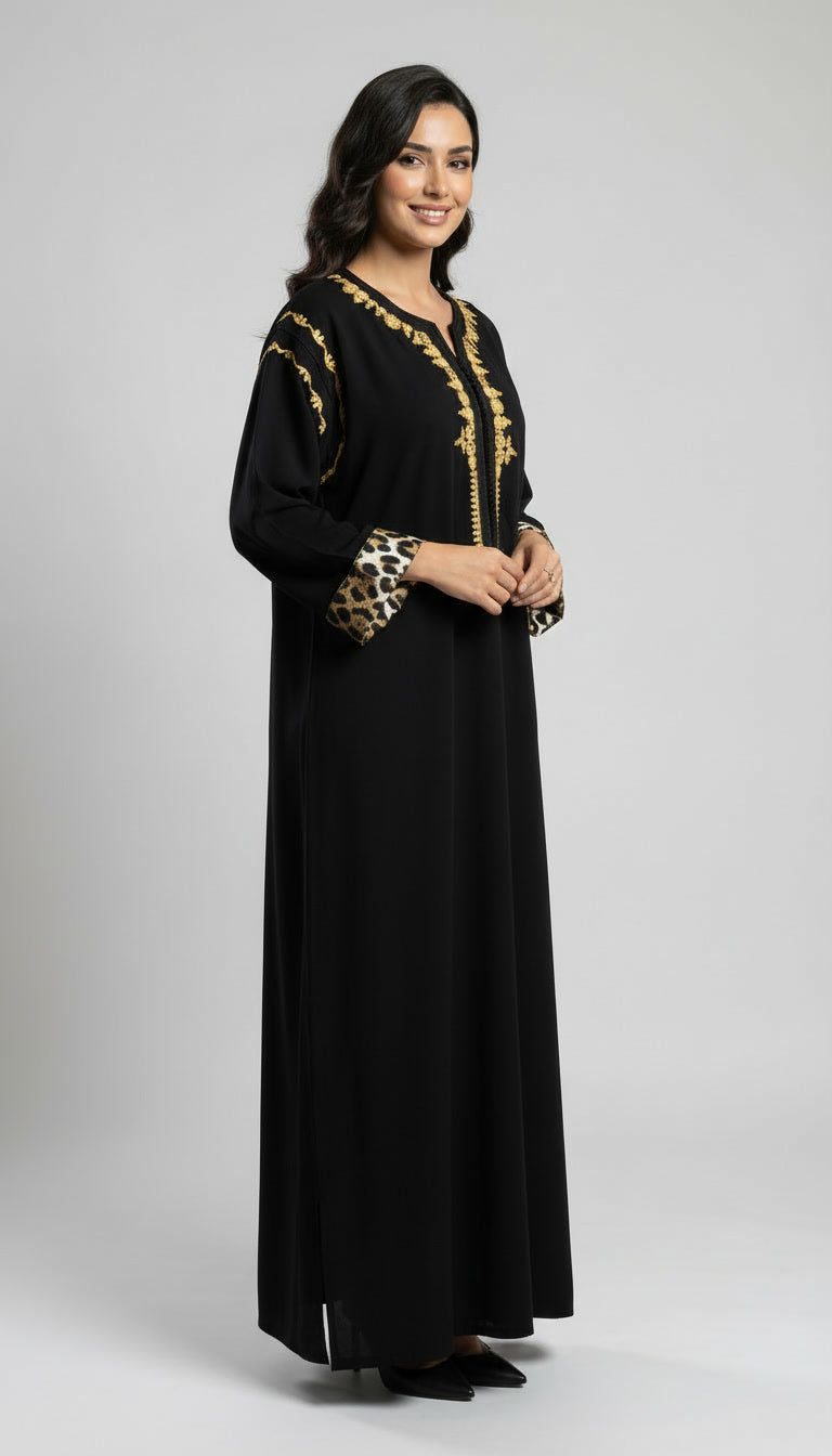 Caftan noir brodé gold – Élégance royale