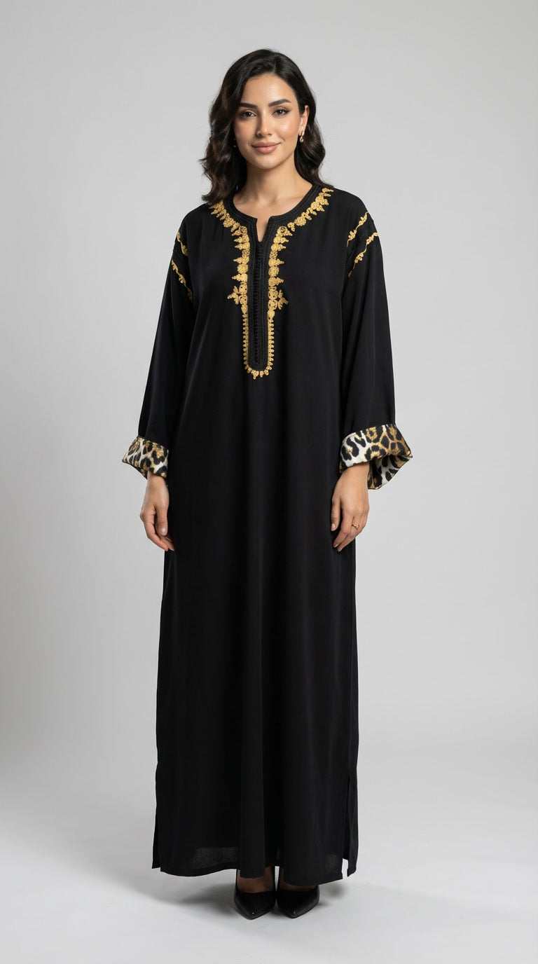 Caftan noir brodé gold – Élégance royale