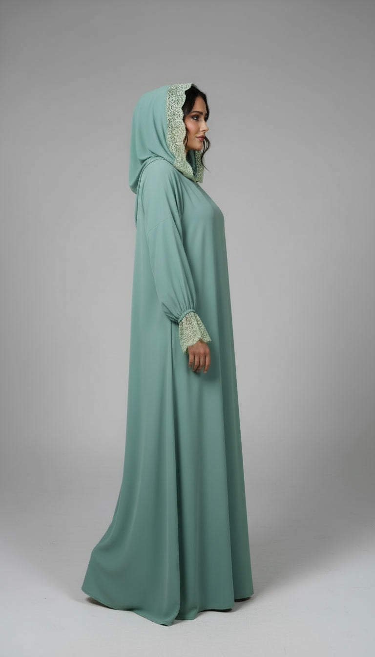 Abaya vert MINT – Fraîcheur raffinée
