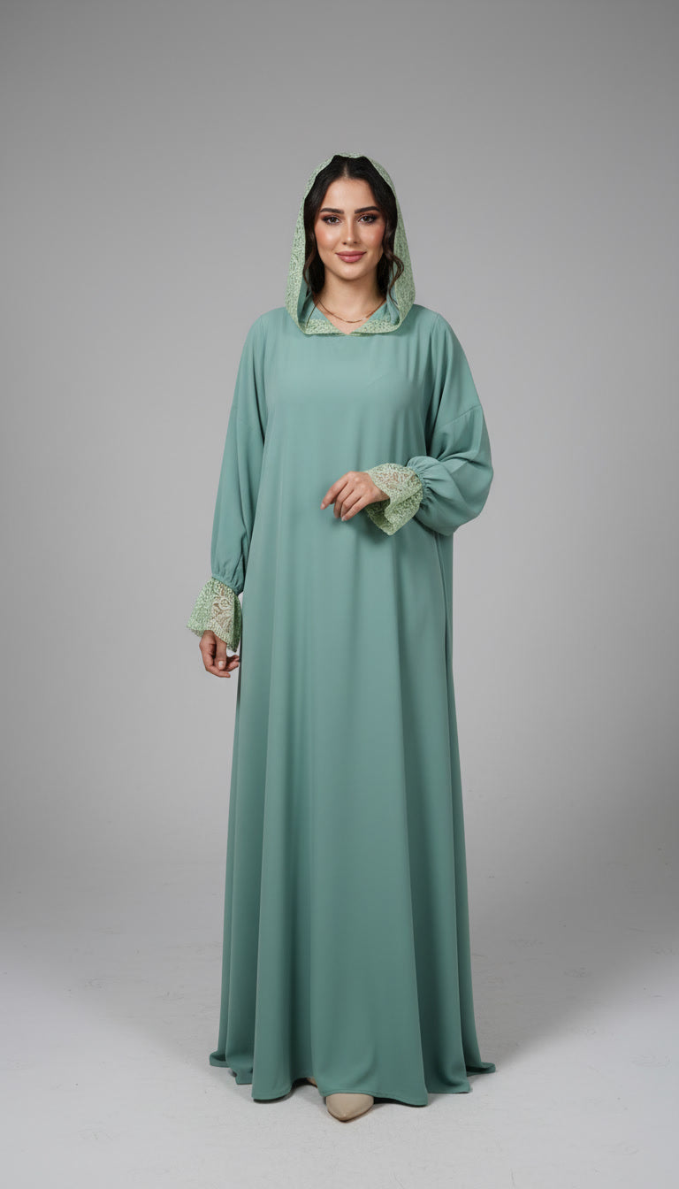 Abaya vert MINT – Fraîcheur raffinée