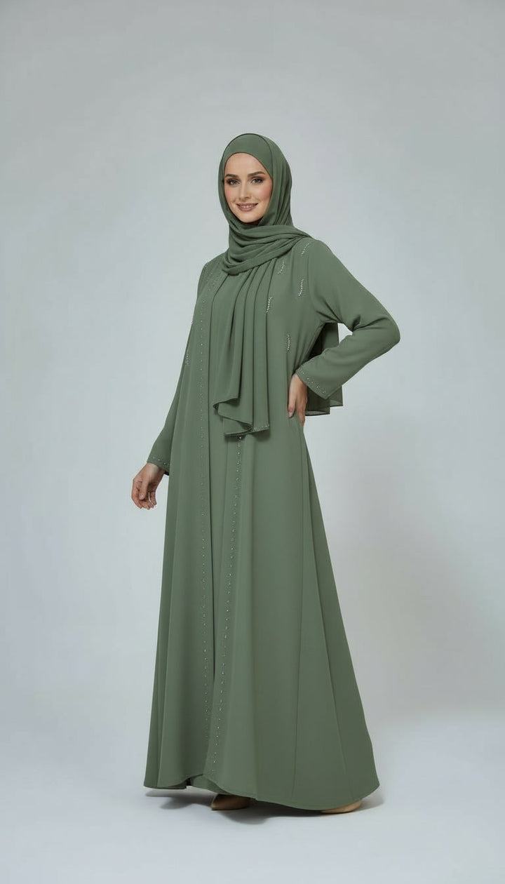 Abaya perlée signature – Élégance qui illumine