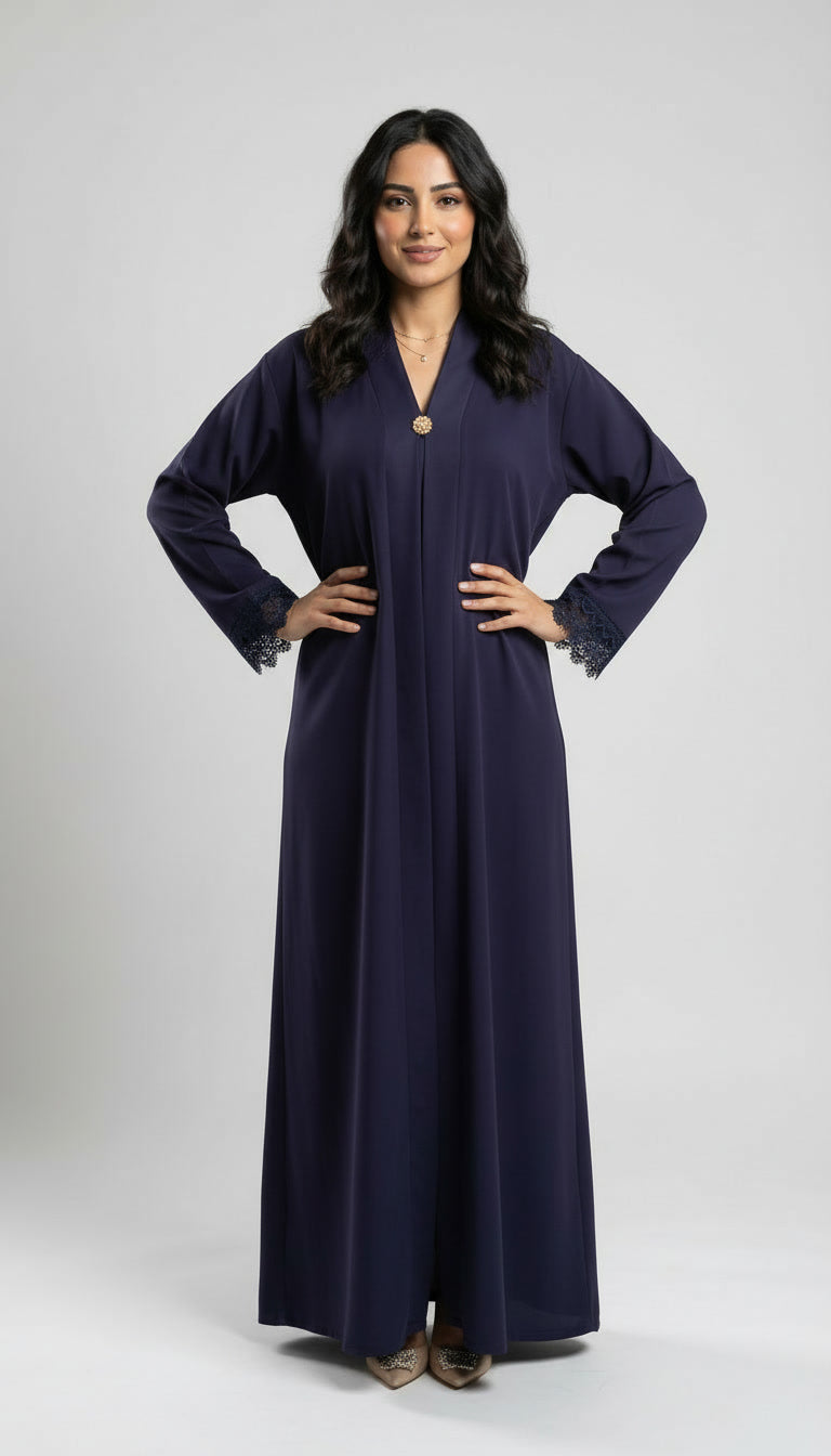 Abaya élégante à dentelle – Détail qui fait la différence