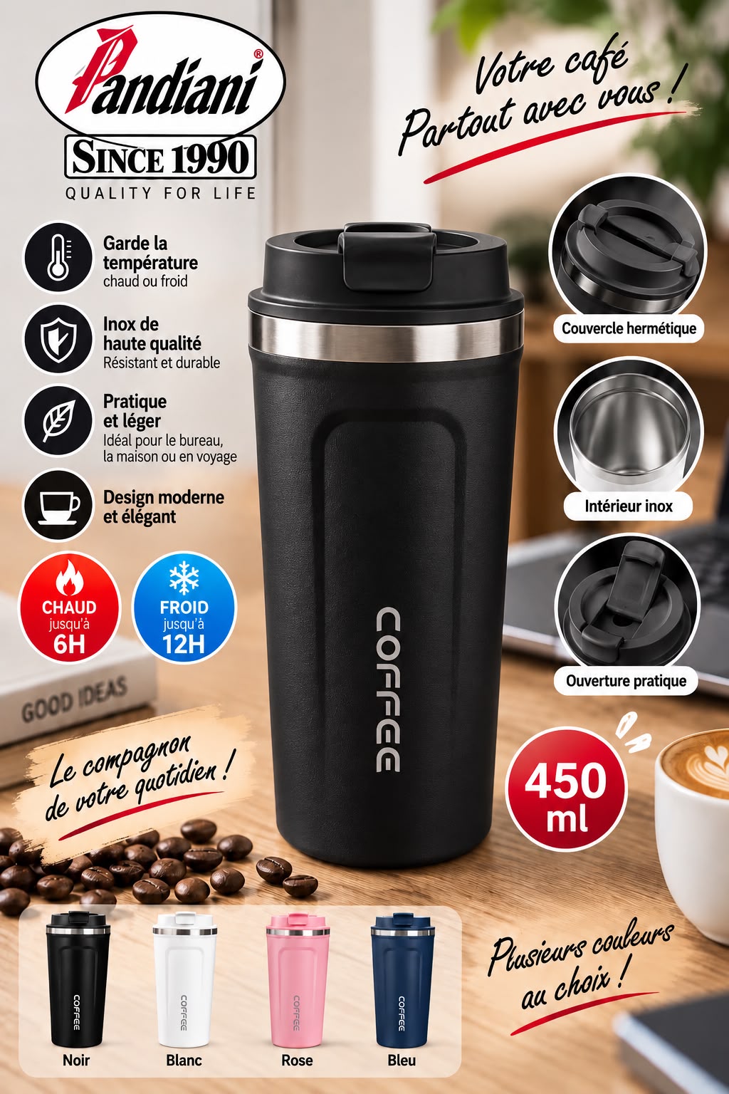 BROC INOX 304 450ML JOEY/MUG BLANC 2024008964162
