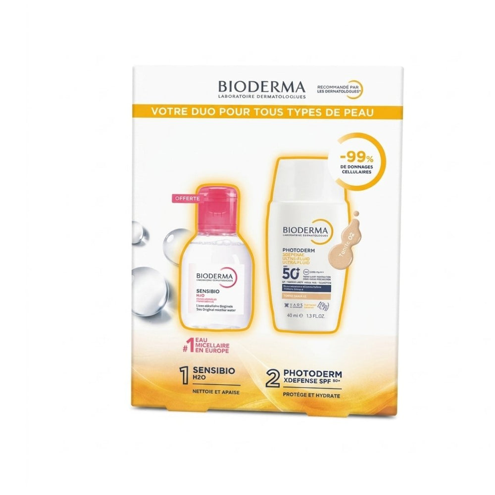 Bioderma Photoderm Xdefense Ultra Fluide Max 02 Teinte+Sensibio H2O 100ml Pack