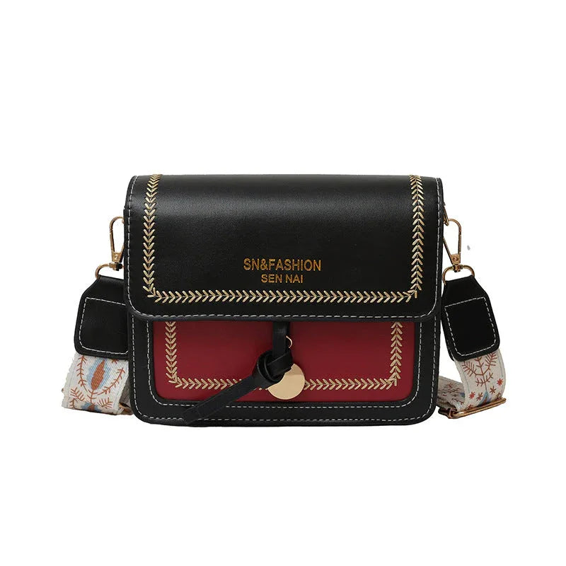 Sac à Main Femme Tendance – Sac Crossbody Petit Carré, Sac Bandoulière avec Bandoulière Large et Couleur Contrastée