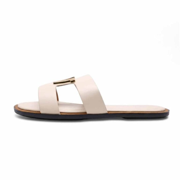 Mules Plates Femme à Double Bride et Détail Métallique Chic