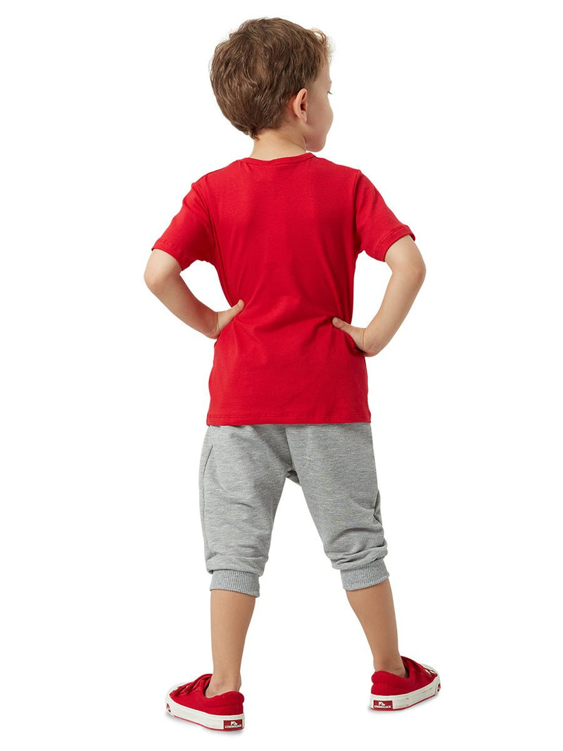 Ensemble 2 pièces pour garçon avec t-shirt appliqué "Monster" et pantalon capri à poches