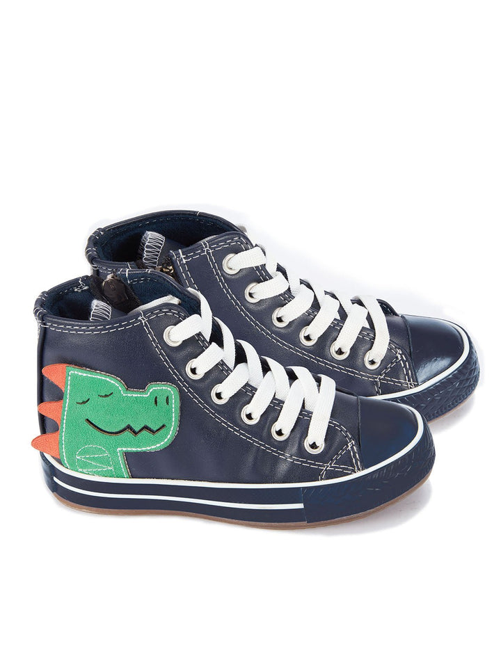 Sneakers montantes garçon dinosaure avec zip latéral
