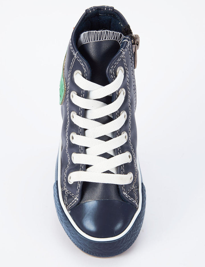 Sneakers montantes garçon dinosaure avec zip latéral