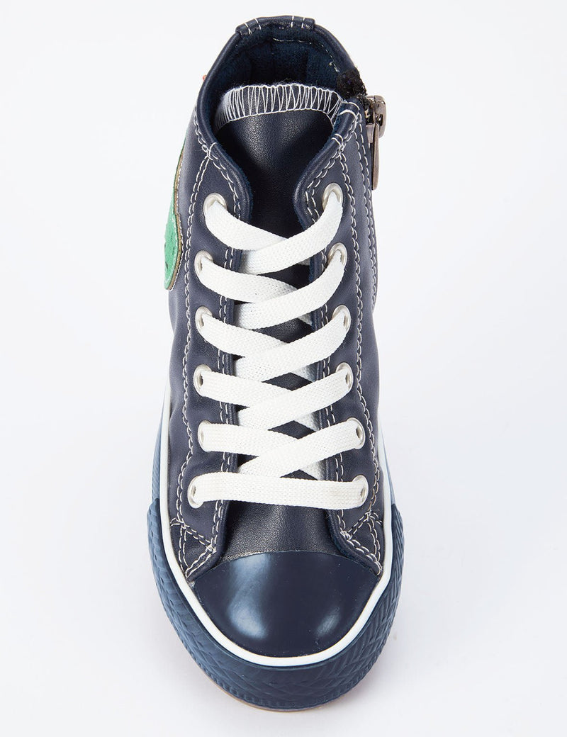 Sneakers montantes garçon dinosaure avec zip latéral