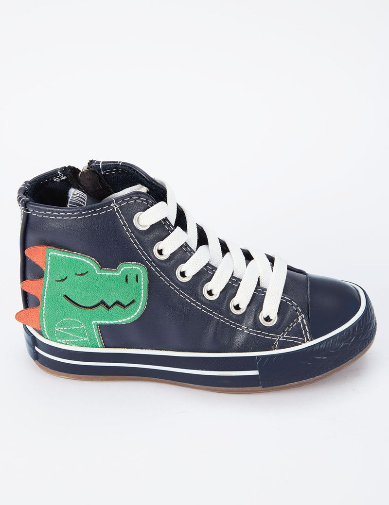 Sneakers montantes garçon dinosaure avec zip latéral