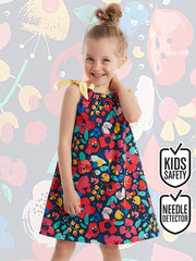 Robe Fille Fleurie avec Rubans Satinés – Style Élégant et Coloré