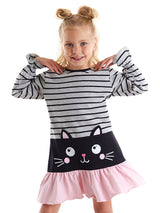 <tc>Robe noire pour fille avec motif de chat</tc>