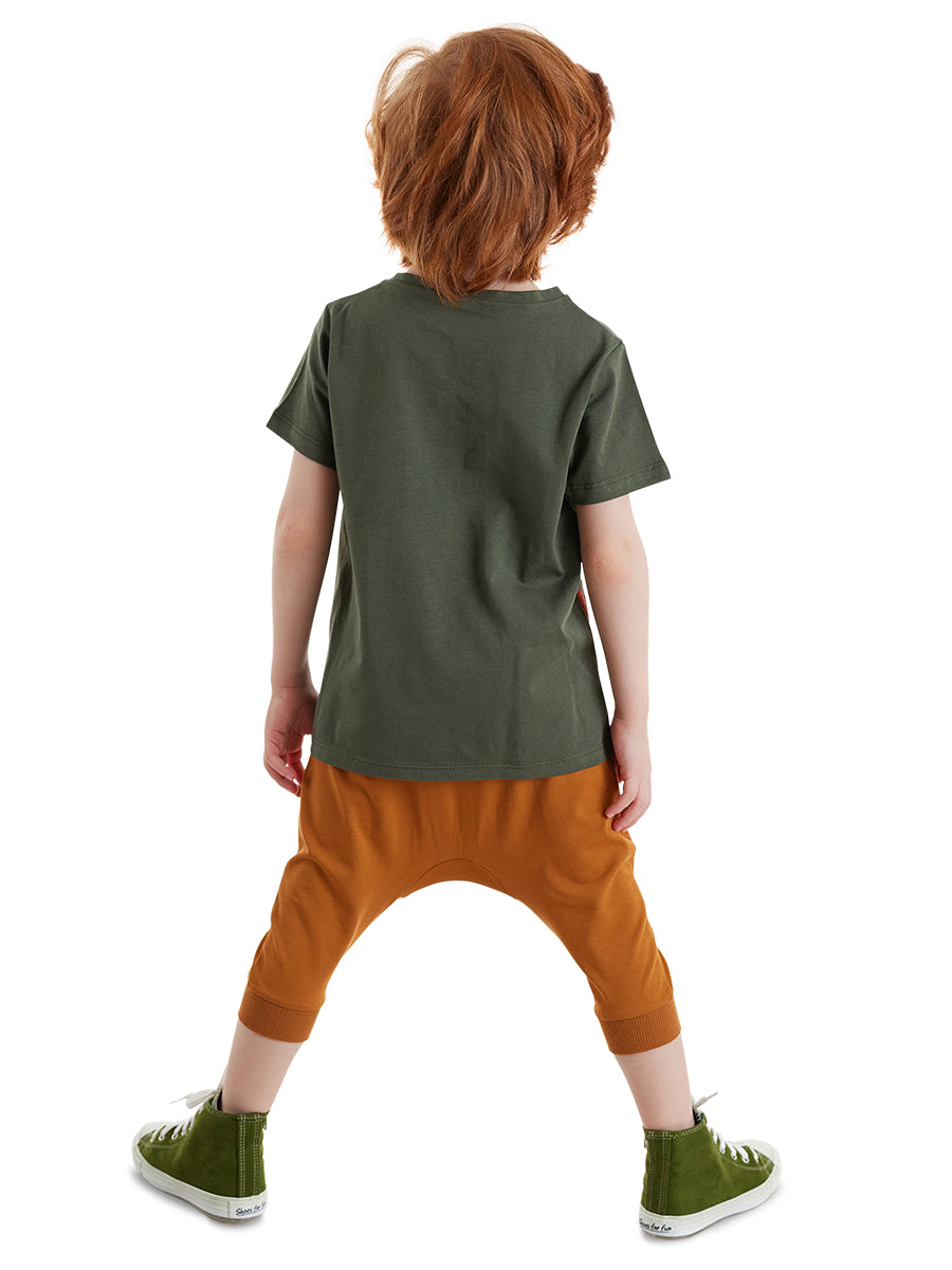 <tc>Ensemble t-shirt et bermuda pour garçon avec motif petit tigre</tc>