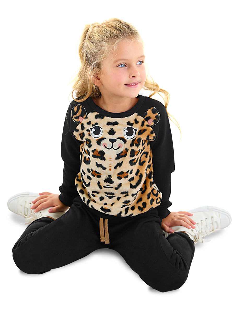 <tc>ensemble de survêtement pour fille en peluche léopard</tc>