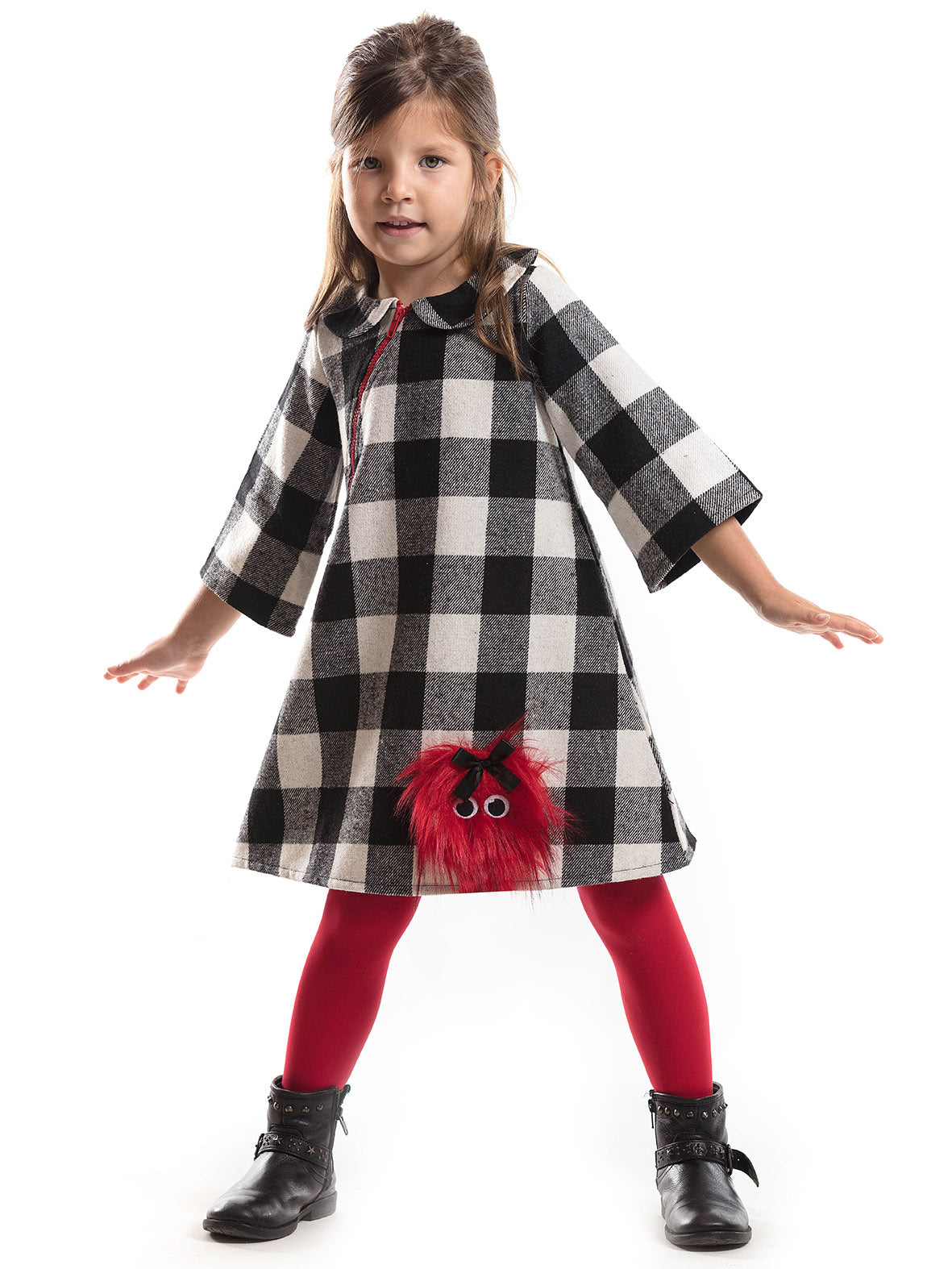 <tc>Robe à carreaux pour fille avec pompons LMG</tc>