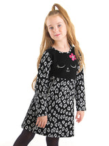 <tc>Robe pour fille avec motif de chat fleuri</tc>