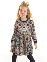 <tc>Robe grise pour fille avec motif léopard</tc>