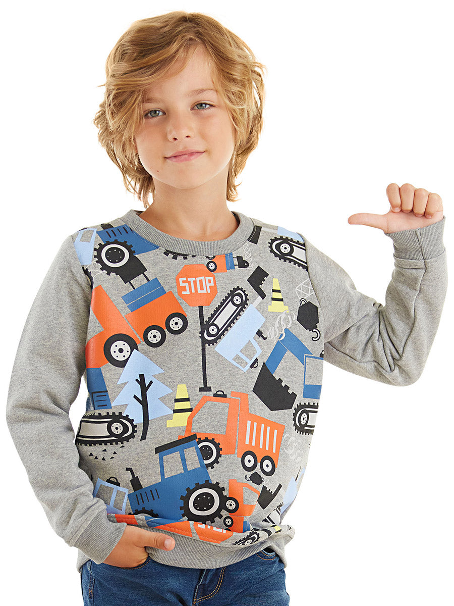 <tc>sweatshirt pour garçon avec des voitures mignonnes.</tc>